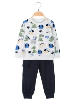 Mr Jek Completo tuta da neonato 2 pezzi girocollo con stampe - grigio chiaro