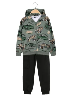 Mr Jek Completo tuta 3 pezzi da bambino con cappuccio e zip - militare