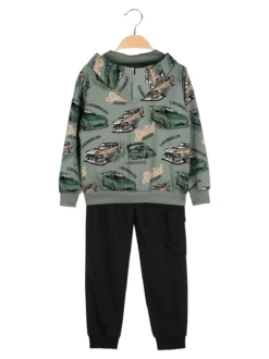 Mr Jek Completo tuta 3 pezzi da bambino con cappuccio e zip - militare