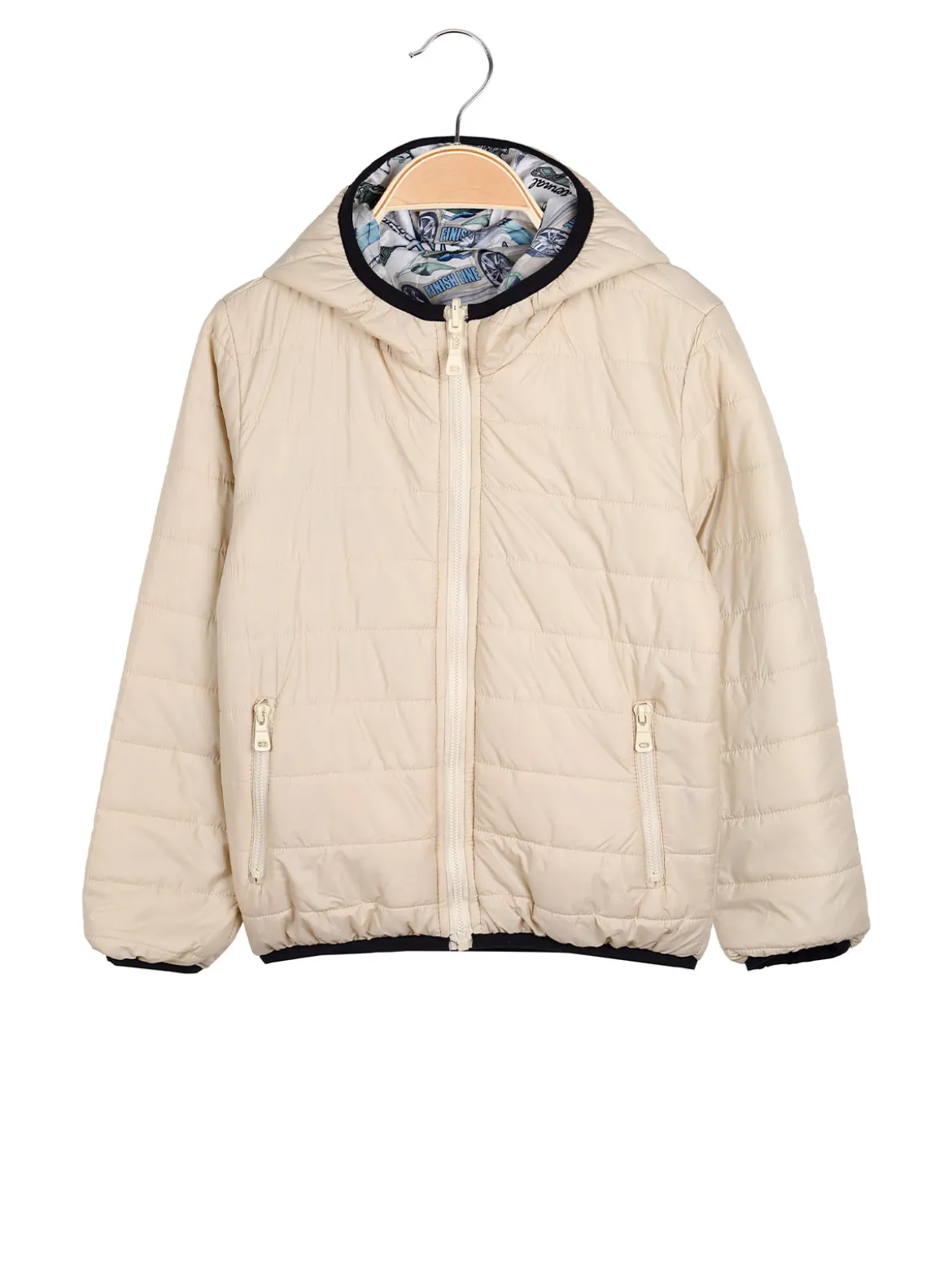 Mr Jek Giubbino 100 grammi da ragazzo reversibile con cappuccio e zip - beige