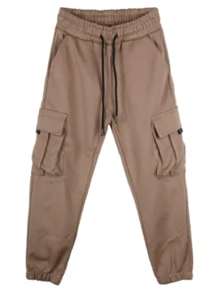Mr Jek Pantaloni pesanti da bambino con tasconi laterali e coulisse - marrone