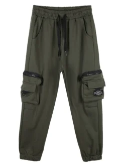 Mr Jek Pantaloni tuta da bambino con tasconi laterali e polsini