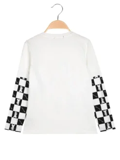 Mr Jek T-shirt da bambino a maniche lunghe stampate - bianco