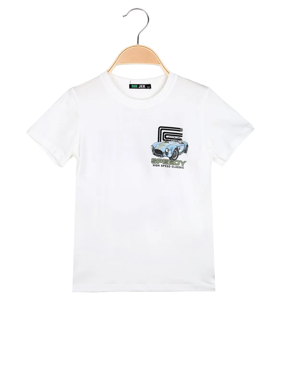 Mr Jek T-shirt da bambino in cotone con stampa disegno davanti e dietro - bianco