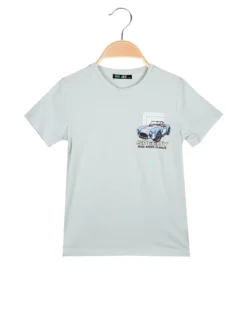 Mr Jek T-shirt da bambino in cotone con stampa disegno davanti e dietro - verde chiaro