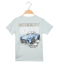 Mr Jek T-shirt da bambino in cotone con stampa disegno davanti e dietro - verde chiaro