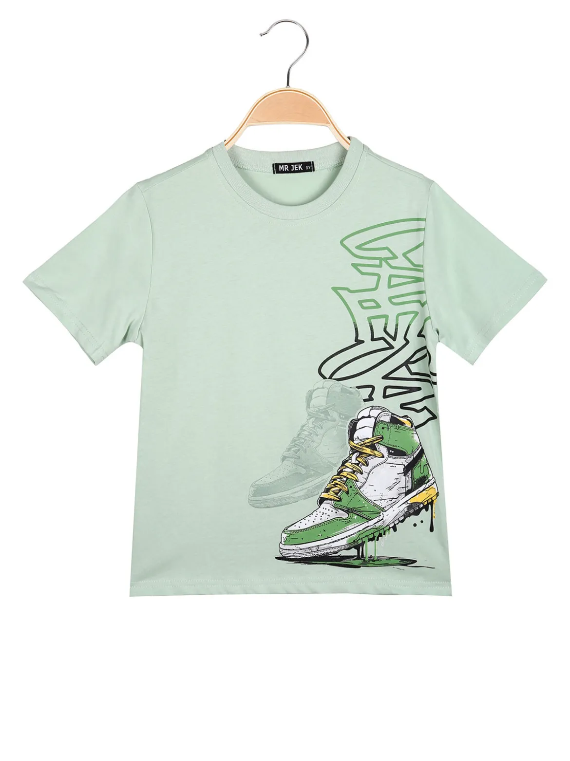 Mr Jek T-shirt da ragazzo in cotone con stampa - verde chiaro