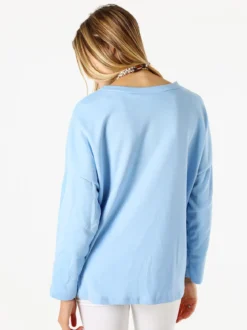 My Style Felpa oversize da donna in misto cotone con collana - azzurro