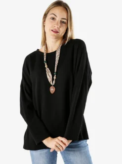 My Style Felpa oversize da donna in misto cotone con collana - nero