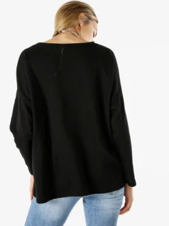 My Style Felpa oversize da donna in misto cotone con collana - nero