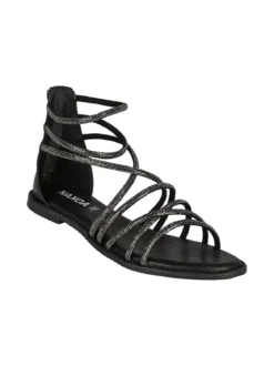 Nakoa Sandali gioiello in pelle da donna con tallone chiuso e zip