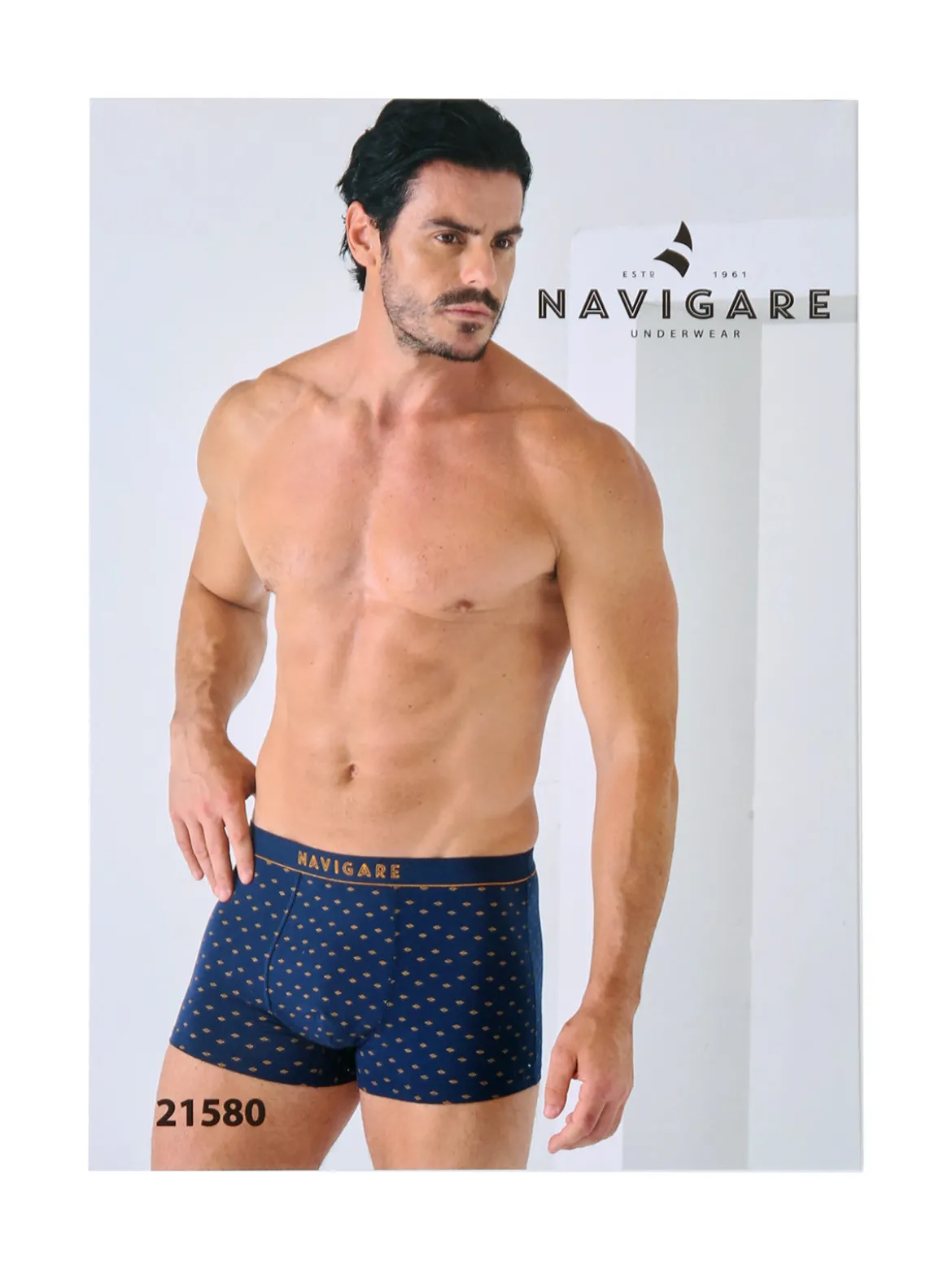 Navigare Boxer da uomo in cotone con stampe - nero