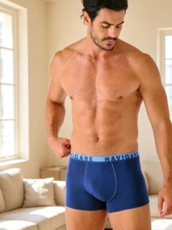 Navigare Boxer da uomo in cotone elasticizzato - blu