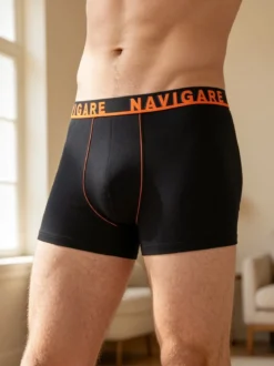 Navigare Boxer da uomo in cotone elasticizzato - nero