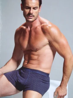 Navigare Boxer uomo in cotone con stampe - blu scuro