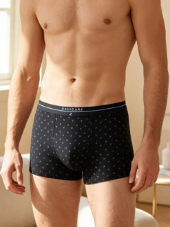 Navigare Boxer uomo in cotone con stampe - nero