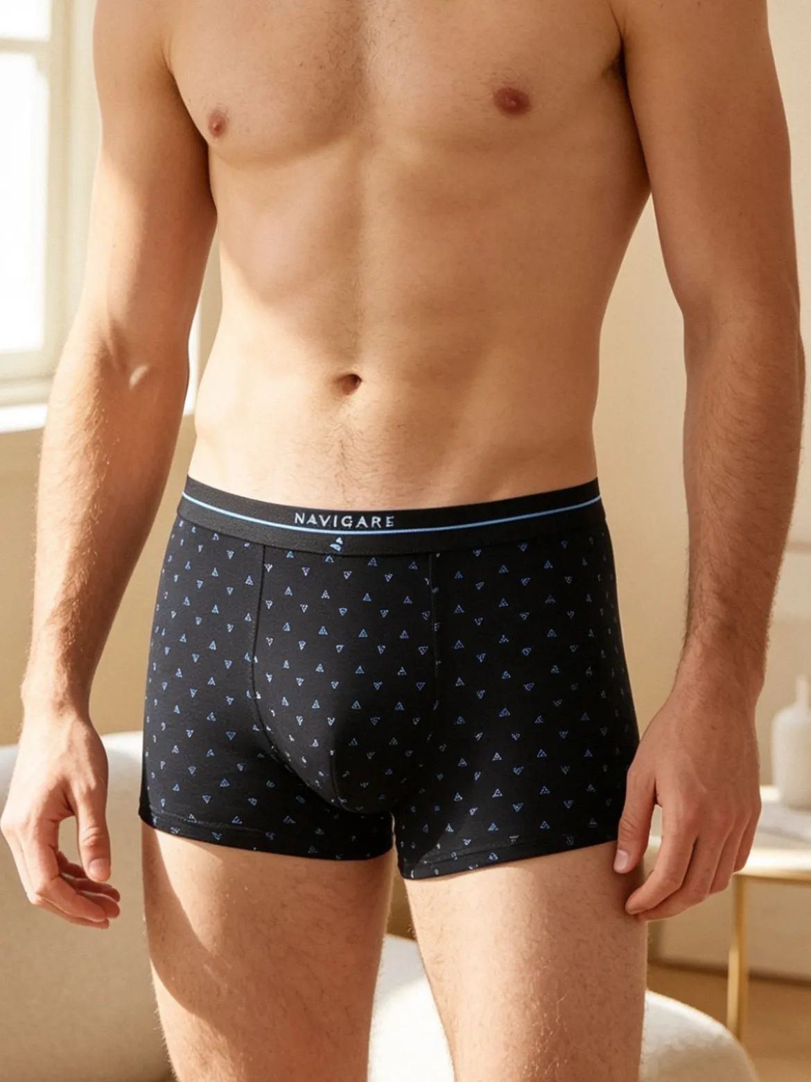 Navigare Boxer uomo in cotone con stampe - nero