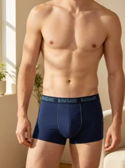 Navigare Boxer uomo in cotone jersey - blu