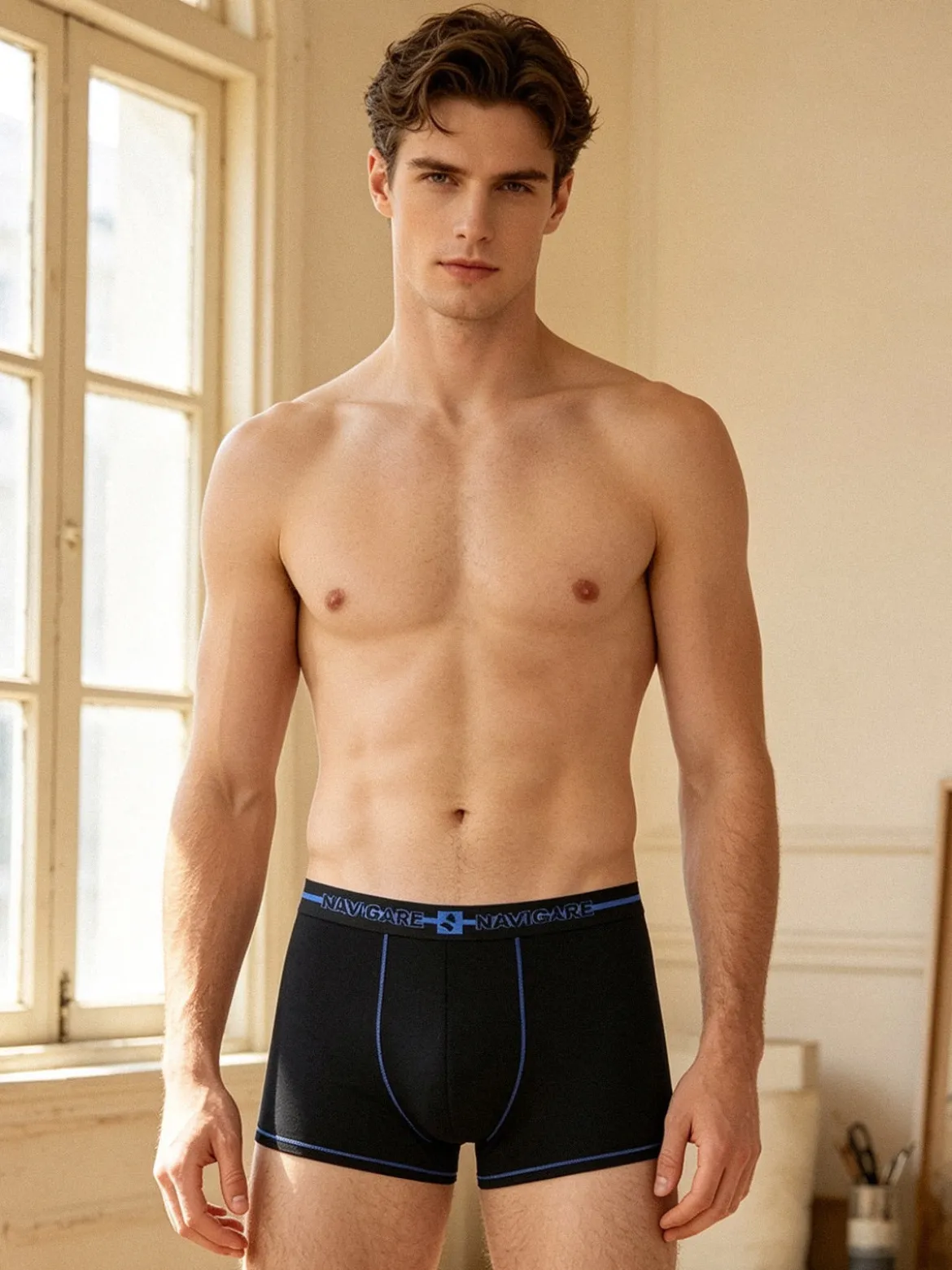 Navigare Boxer uomo in cotone - nero