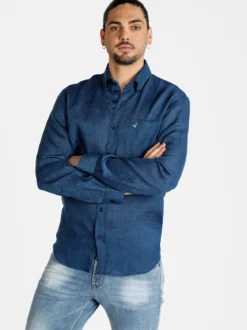 Navigare Camicia uomo in lino con taschino