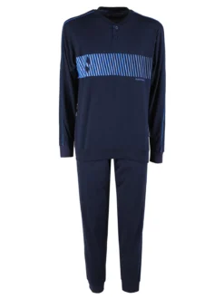 Navigare Pigiama lungo da uomo in cotone jersey