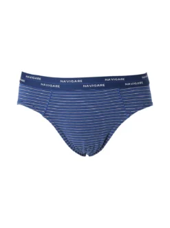 Navigare Slip da uomo in cotone con stampa a righe sottili - blu