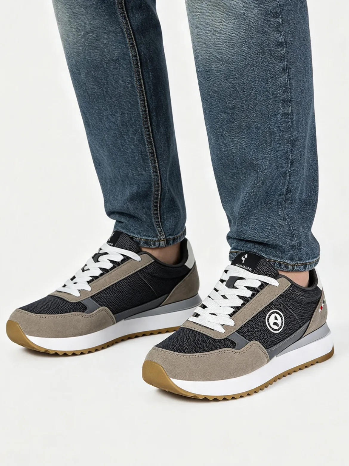 Navigare Sneakers casual da uomo con platform - grigio
