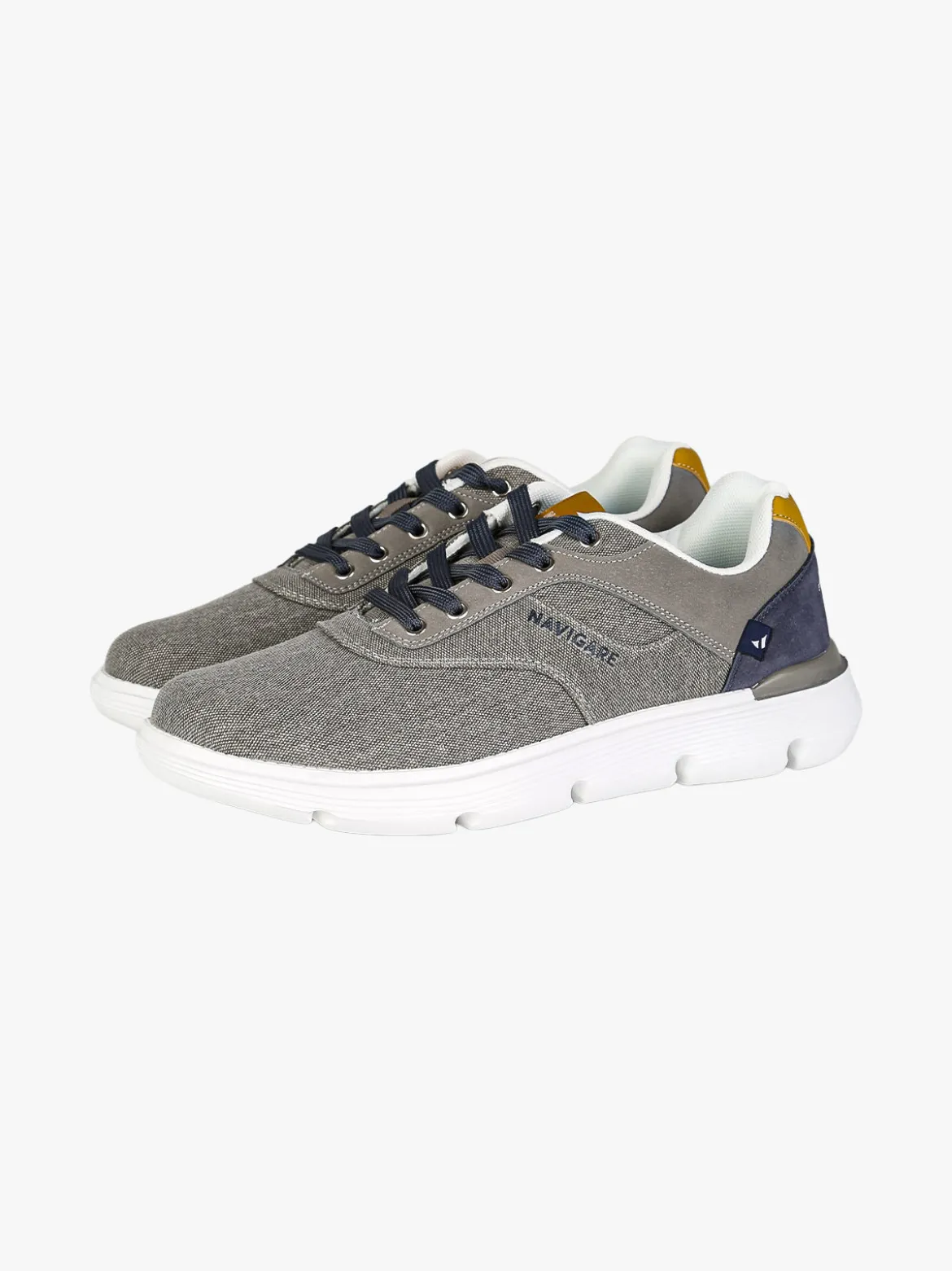 Navigare Sneakers da uomo stringate in tessuto jeans - grigio