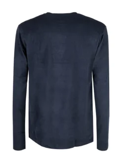 Navigare T-shirt intima da uomo a maniche lunghe in caldo cotone - blu scuro