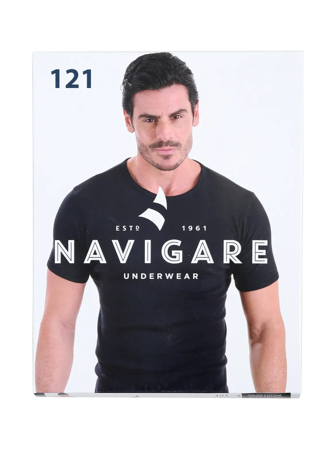 Navigare T-shirt intima da uomo girocollo in caldo cotone - nero