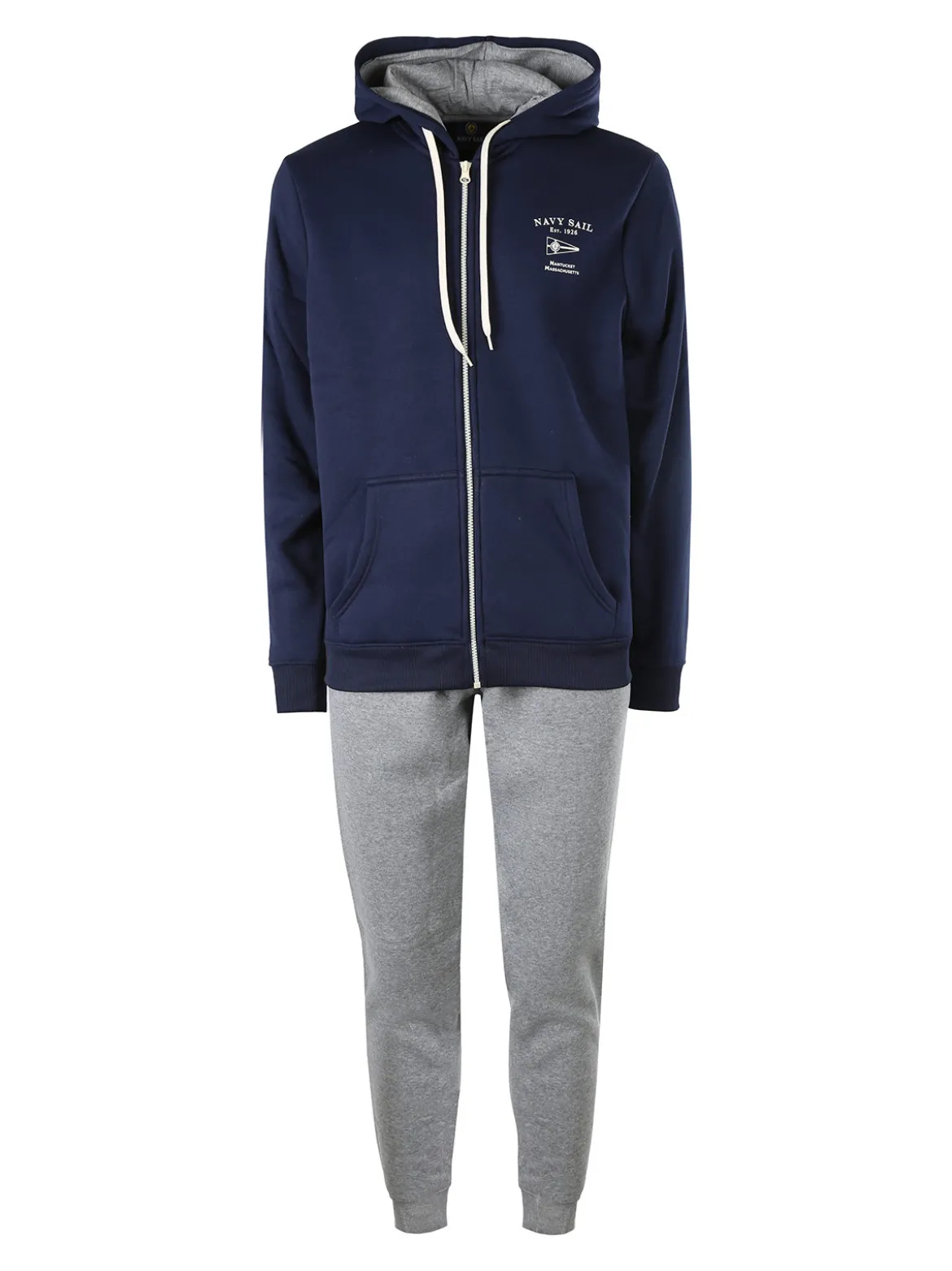 Navy Sail Completo tuta da uomo felpata con cappuccio e zip intera - blu scuro