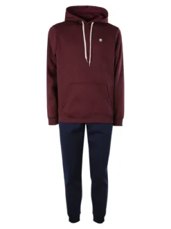 Navy Sail Completo tuta felpata da uomo con cappuccio - bordeaux