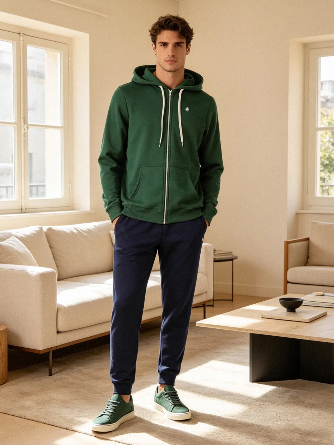 Navy Sail Completo tuta 2 pezzi da uomo full zip con cappuccio - verde