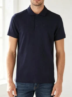 Navy Sail Polo da uomo in cotone a maniche corte - blu scuro