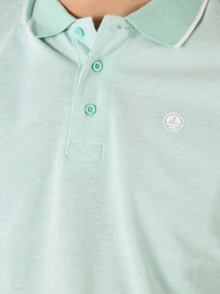 Navy Sail Polo da uomo in cotone a maniche corte con logo - acqua marina