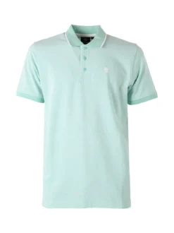 Navy Sail Polo da uomo in cotone a maniche corte con logo - acqua marina