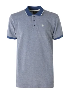 Navy Sail Polo da uomo in cotone a maniche corte con logo - blu