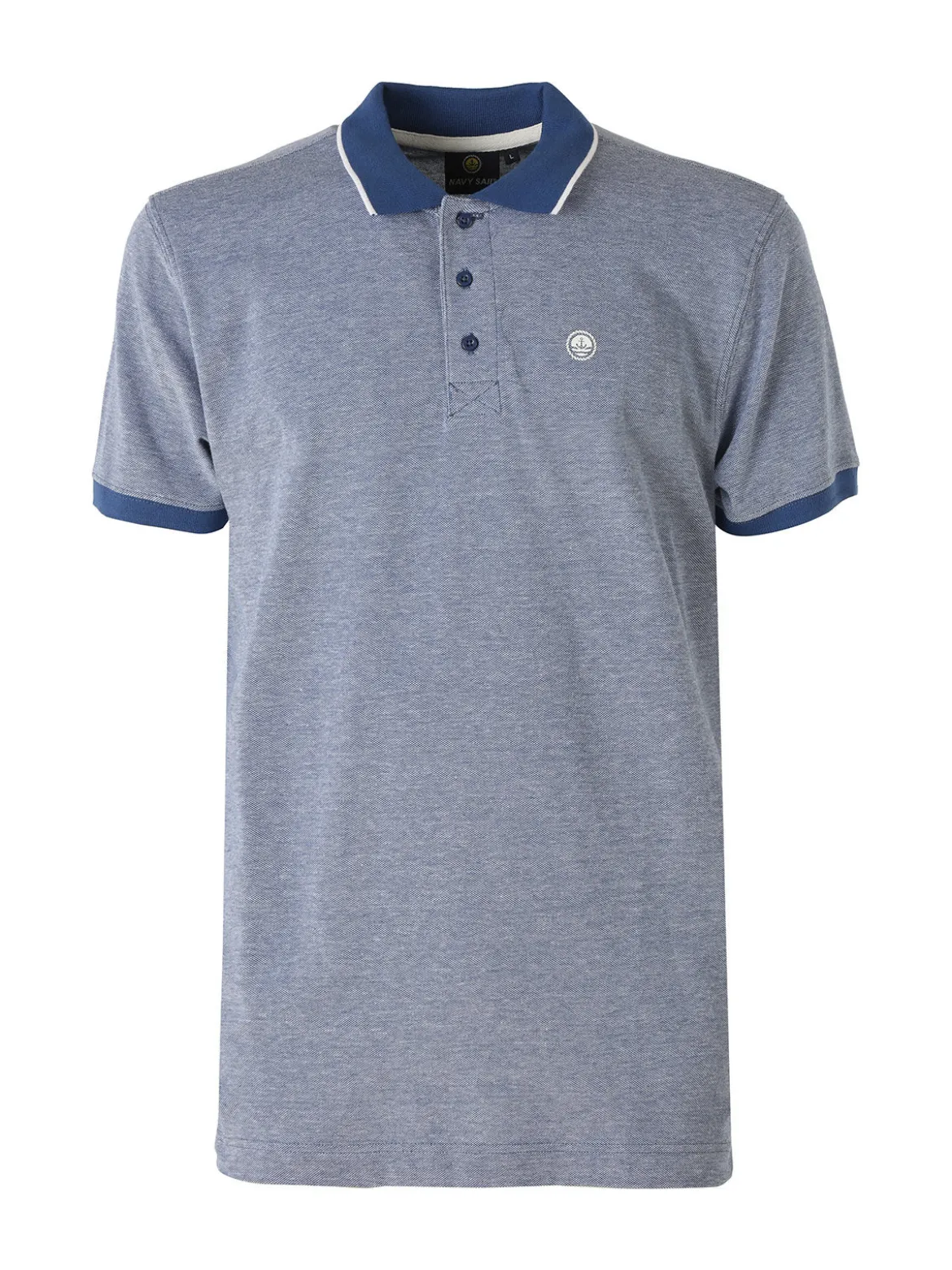 Navy Sail Polo da uomo in cotone a maniche corte con logo - blu