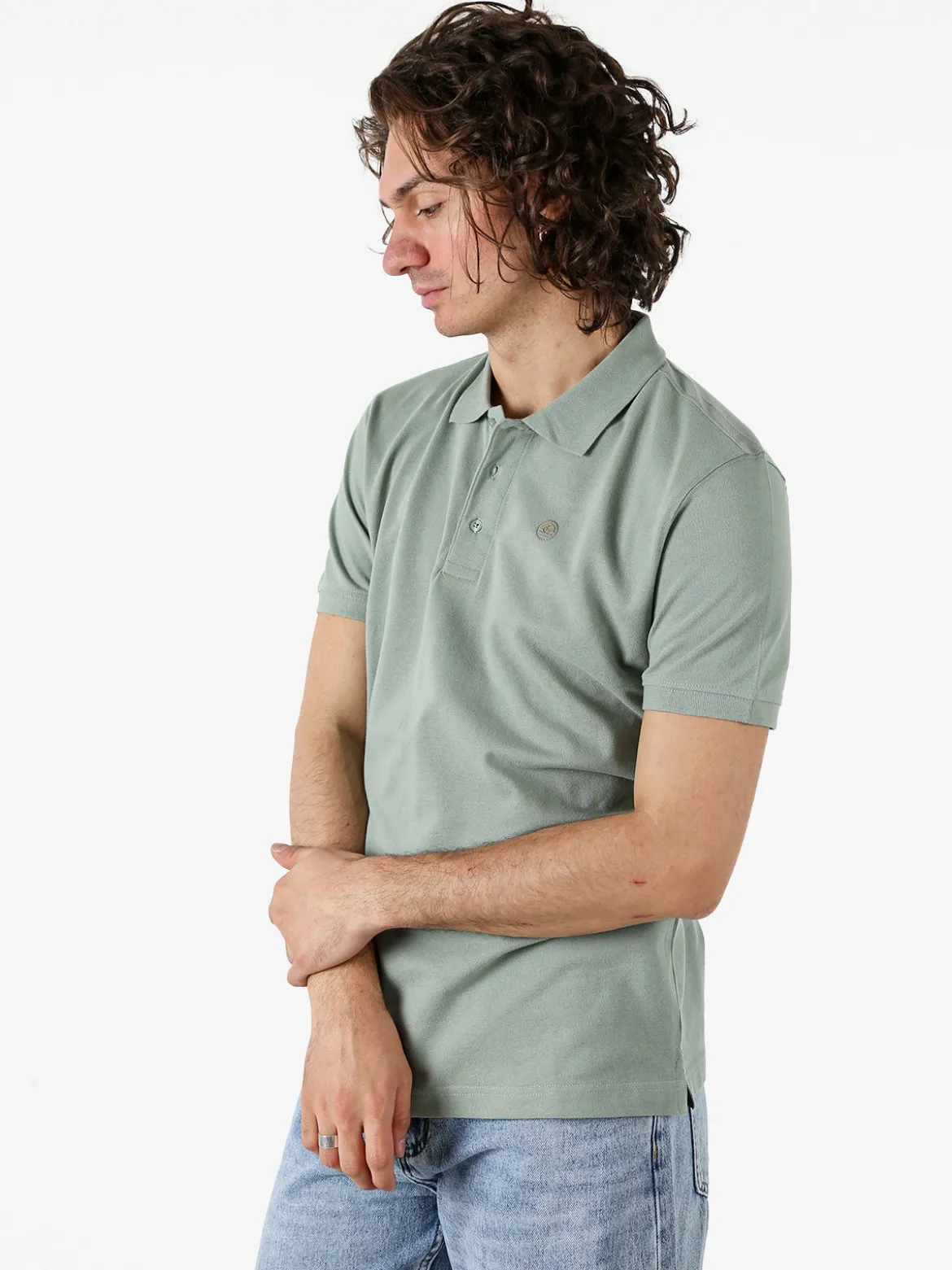 Navy Sail Polo da uomo in cotone a maniche corte - pistacchio
