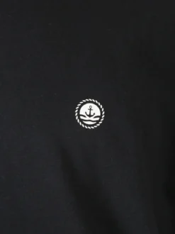 Navy Sail T-shirt da uomo a maniche lunghe in cotone - nero