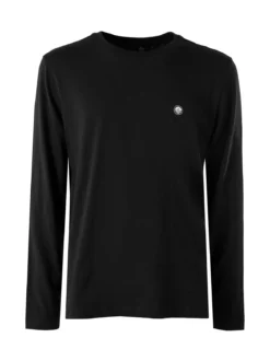 Navy Sail T-shirt da uomo a maniche lunghe in cotone - nero