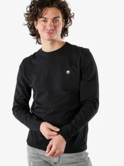 Navy Sail T-shirt da uomo a maniche lunghe in cotone - nero