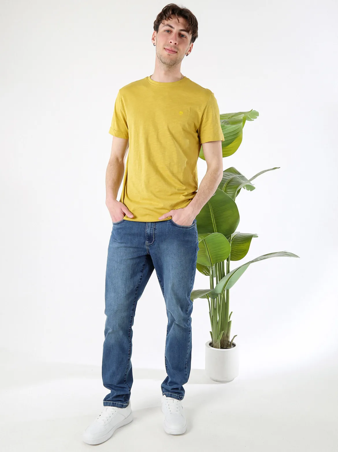 Navy Sail T-shirt da uomo in cotone con logo