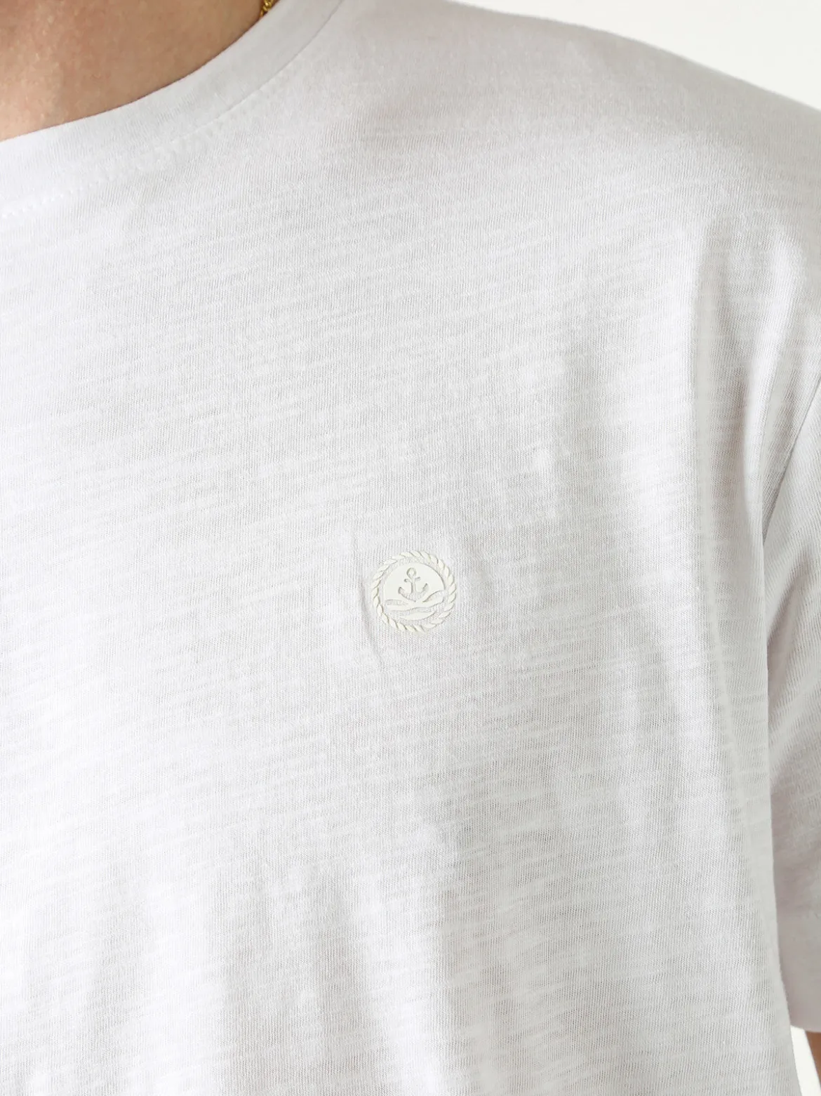 Navy Sail T-shirt da uomo in cotone con logo - bianco