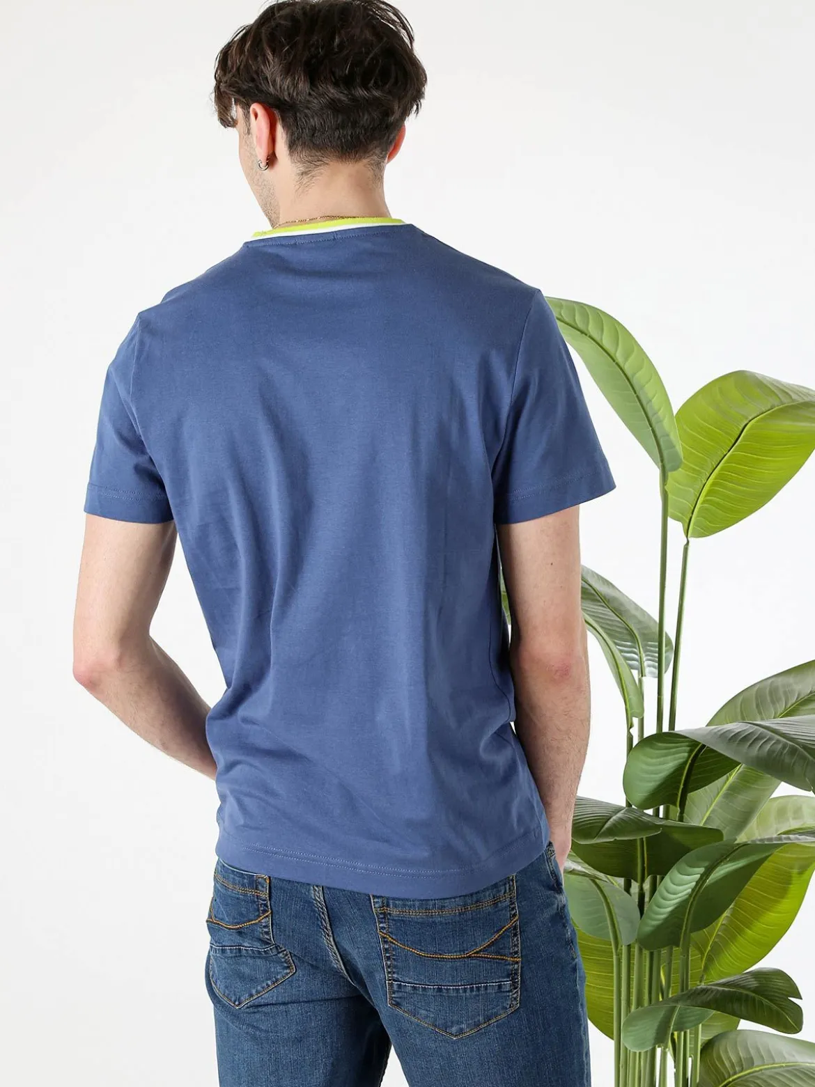 Navy Sail T-shirt da uomo in cotone con logo - blu