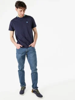 Navy Sail T-shirt da uomo in cotone con logo - blu scuro