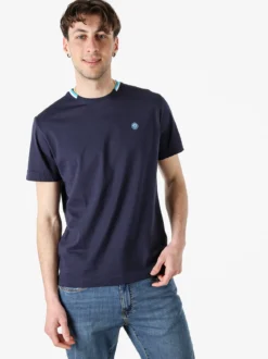 Navy Sail T-shirt da uomo in cotone con logo - blu scuro