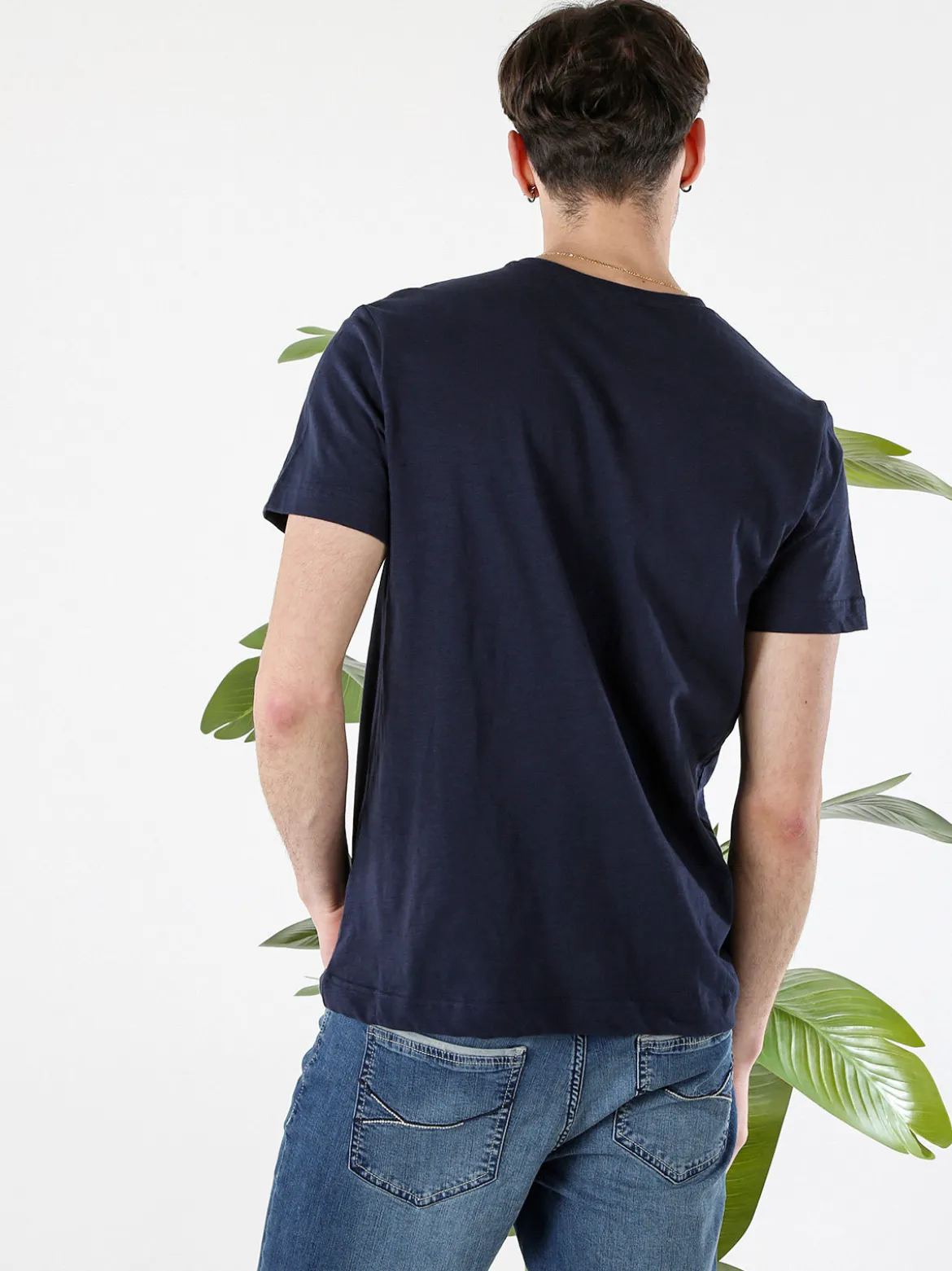 Navy Sail T-shirt da uomo in cotone con logo - blu scuro