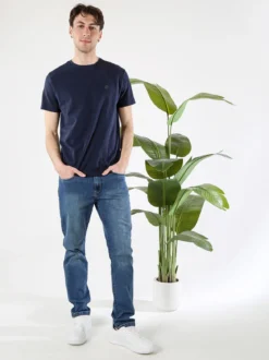 Navy Sail T-shirt da uomo in cotone con logo - blu scuro