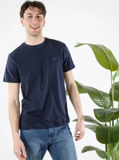 Navy Sail T-shirt da uomo in cotone con logo - blu scuro